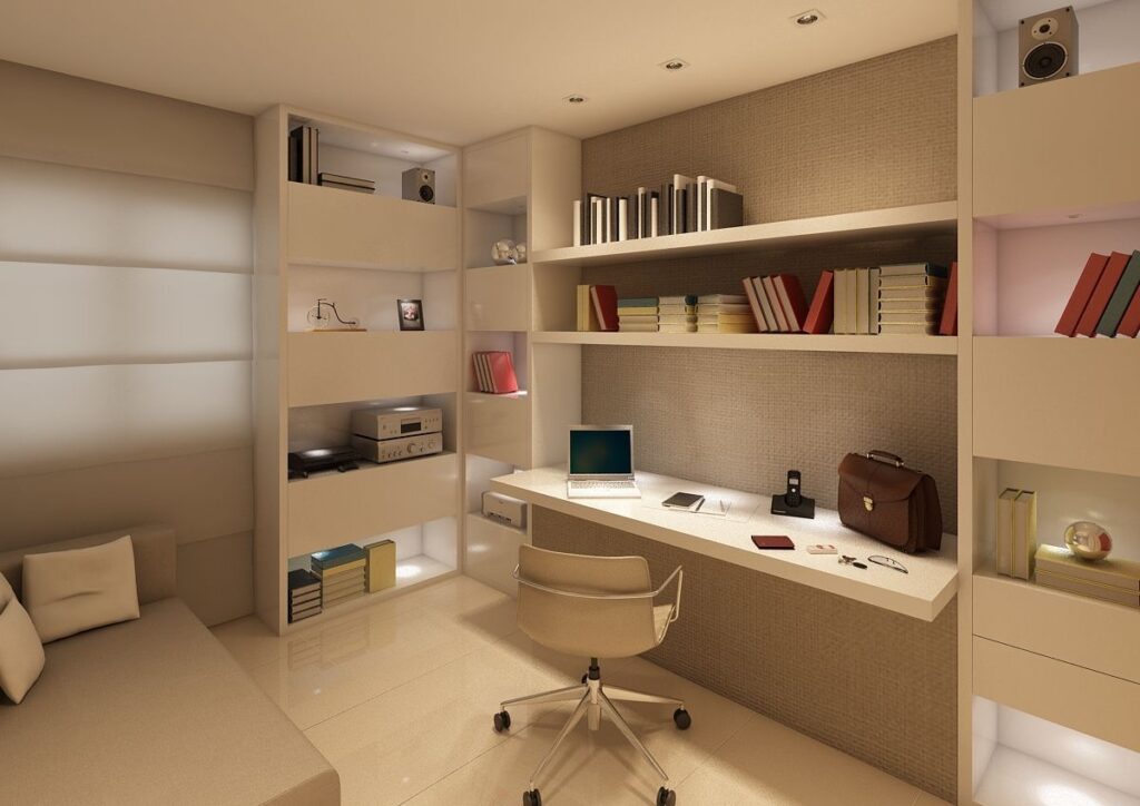 Ambiente de trabalho organizado de auxiliar administrativo em escritório moderno