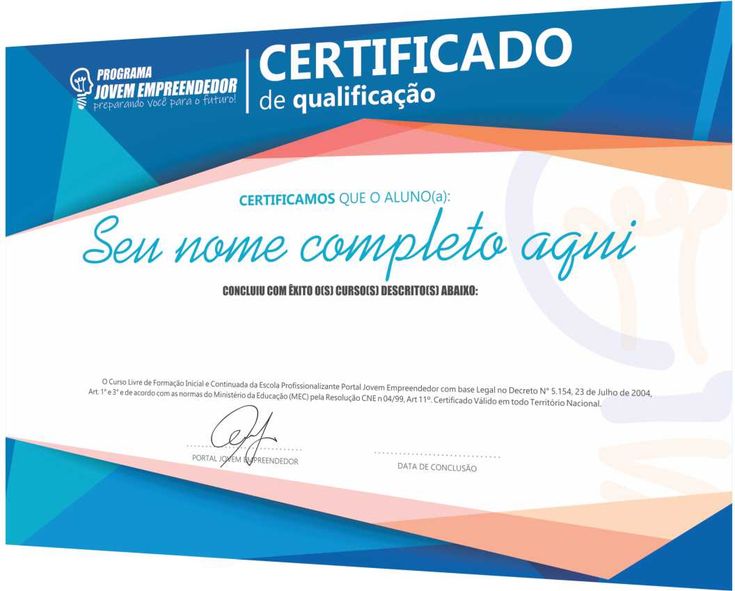 Certificado de conclusão de curso de auxiliar administrativo reconhecido