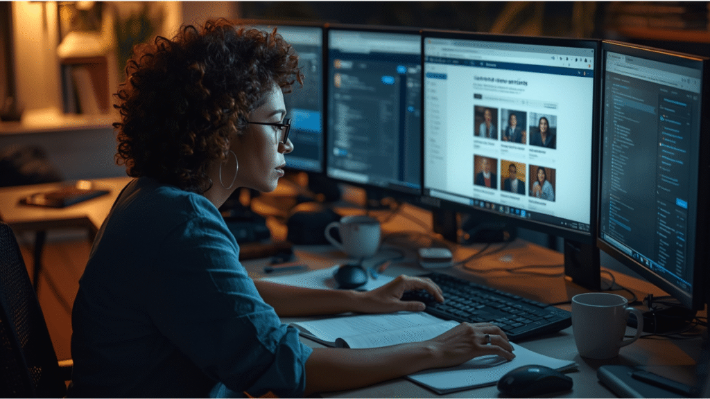 Pessoa pesquisando como escolher cursos profissionalizantes online de qualidade