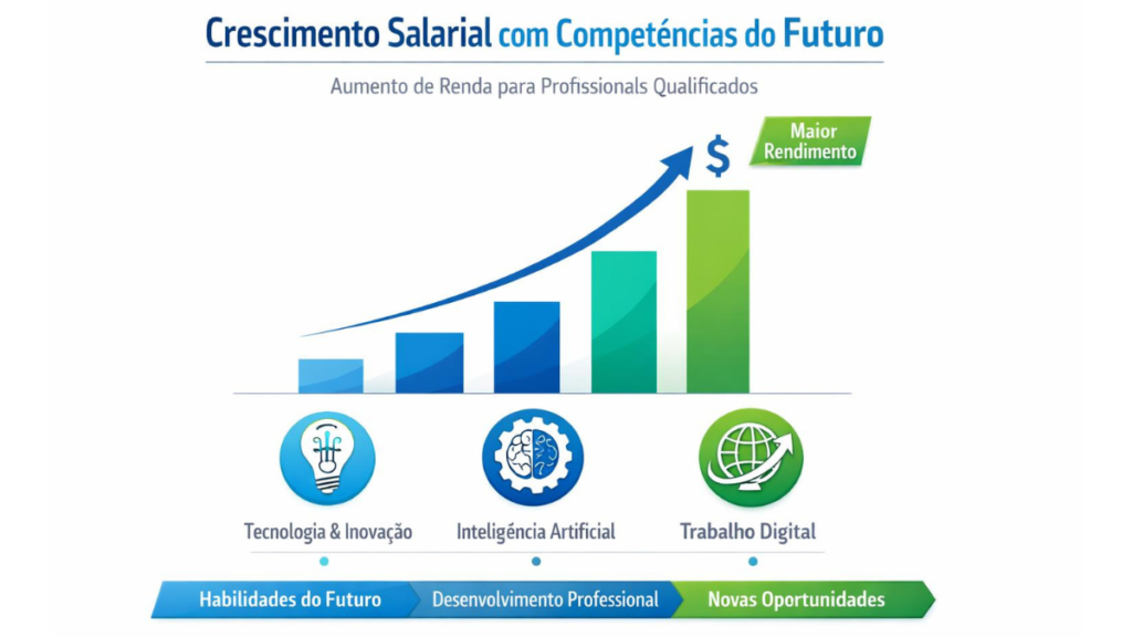 Gráfico demonstrando impacto das competências do futuro no aumento salarial profissional